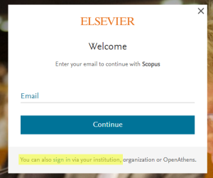 Οθόνη εγγραφής στο Scopus
